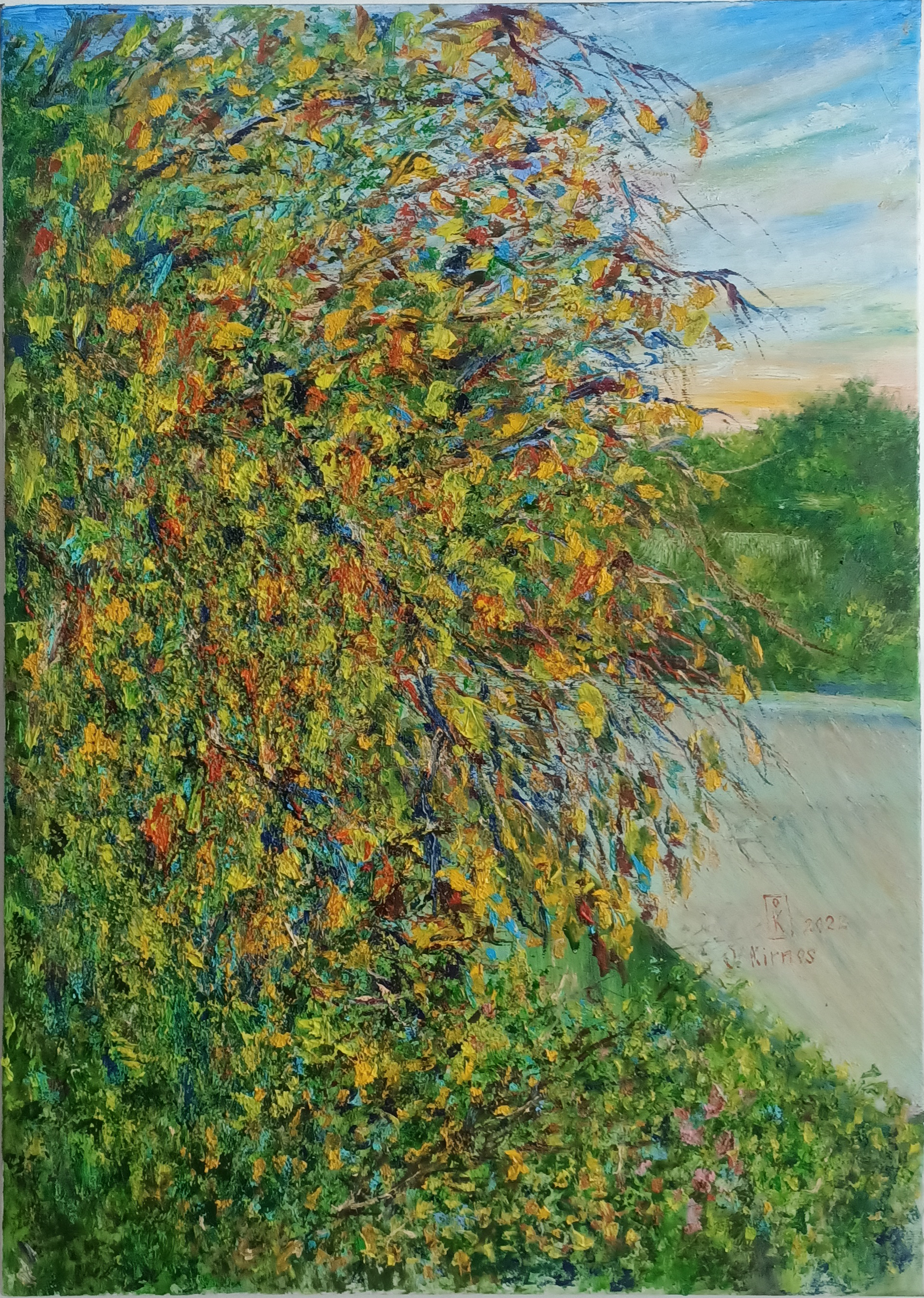 Autumn day sunset "Autumn day sunset" painting