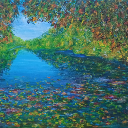 "Autumn river view" painting
