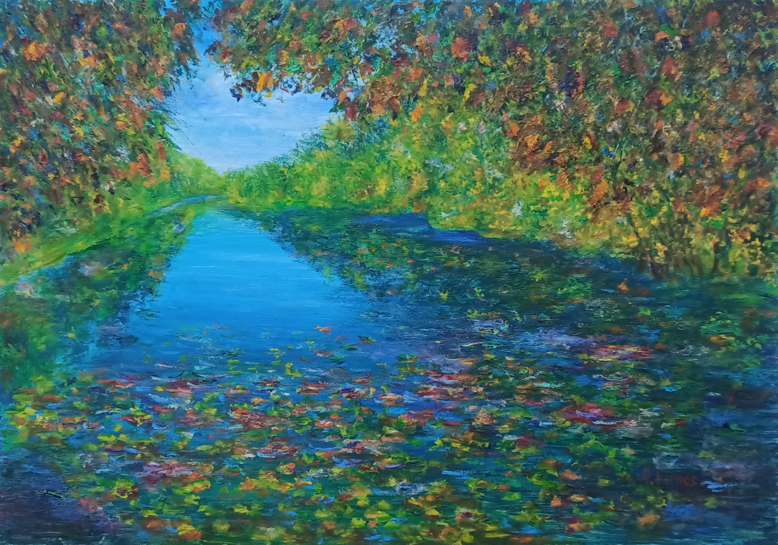 Autumn river view "Autumn river view" painting