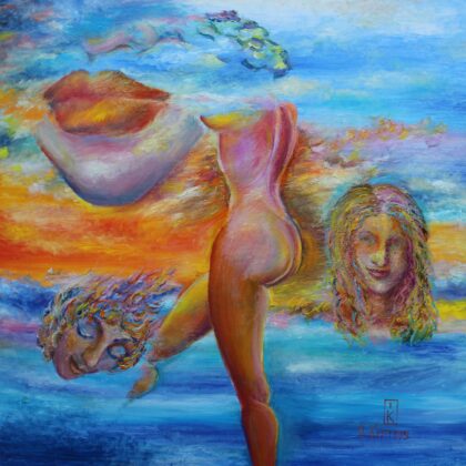 Images at sunset summer day painting