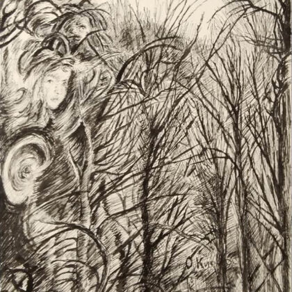 "They hear everything, see everything, know everything, and discuss it" drawing